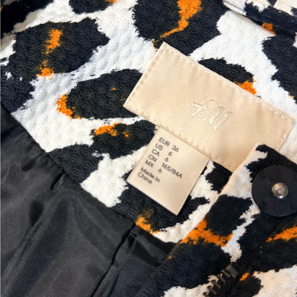 H&M Black, White & Orange Patterned Blazer